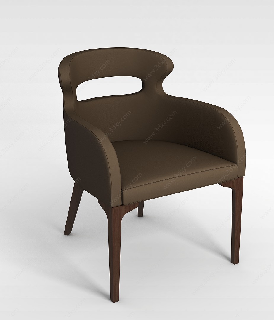 棕色布艺扶手椅3D模型
