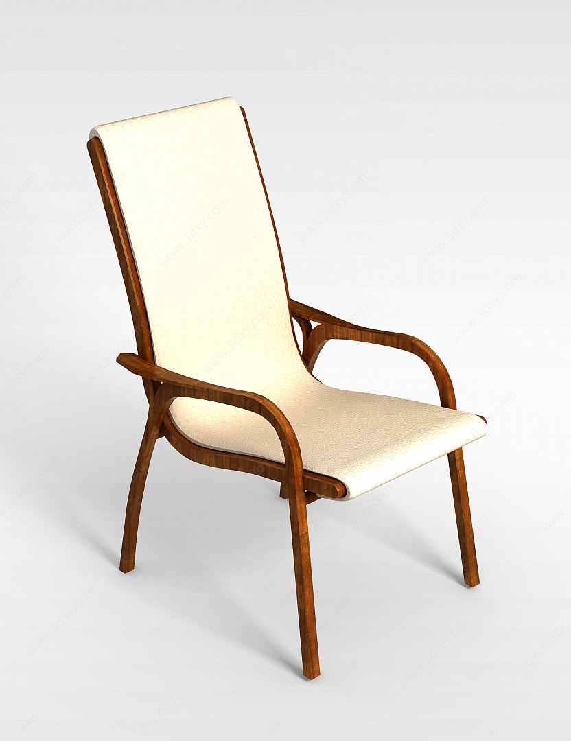 黄色实木休闲椅3D模型