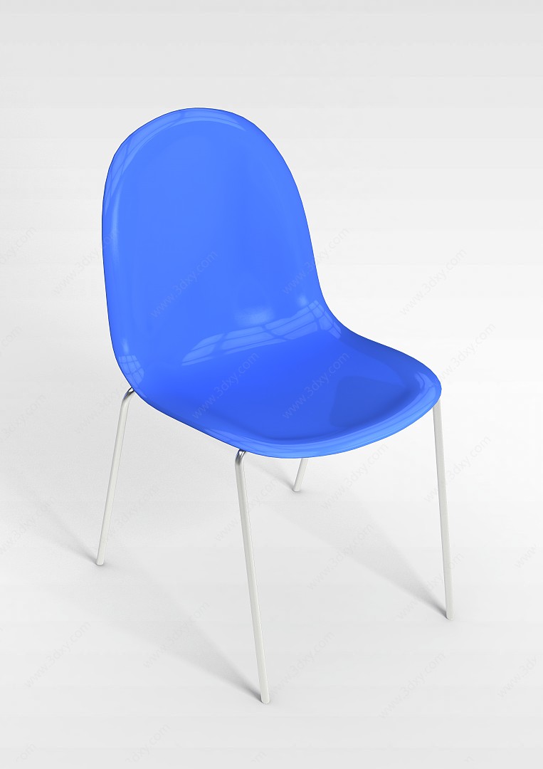 蓝色靠背椅3D模型