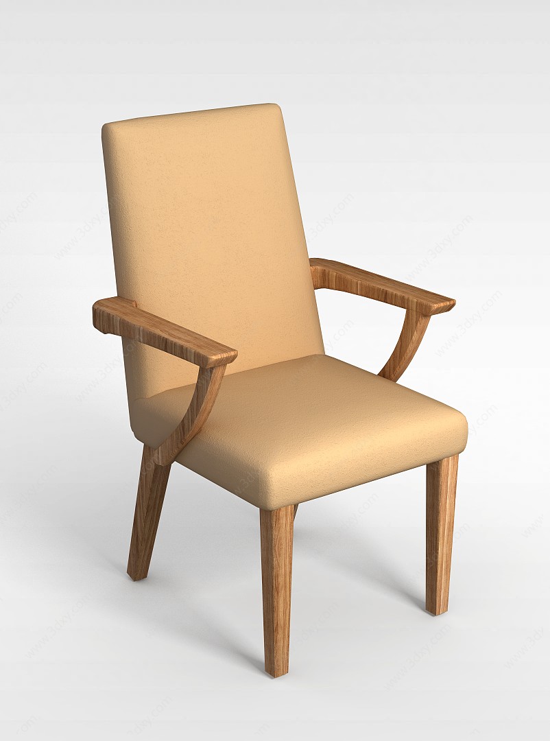 米色扶手椅3D模型