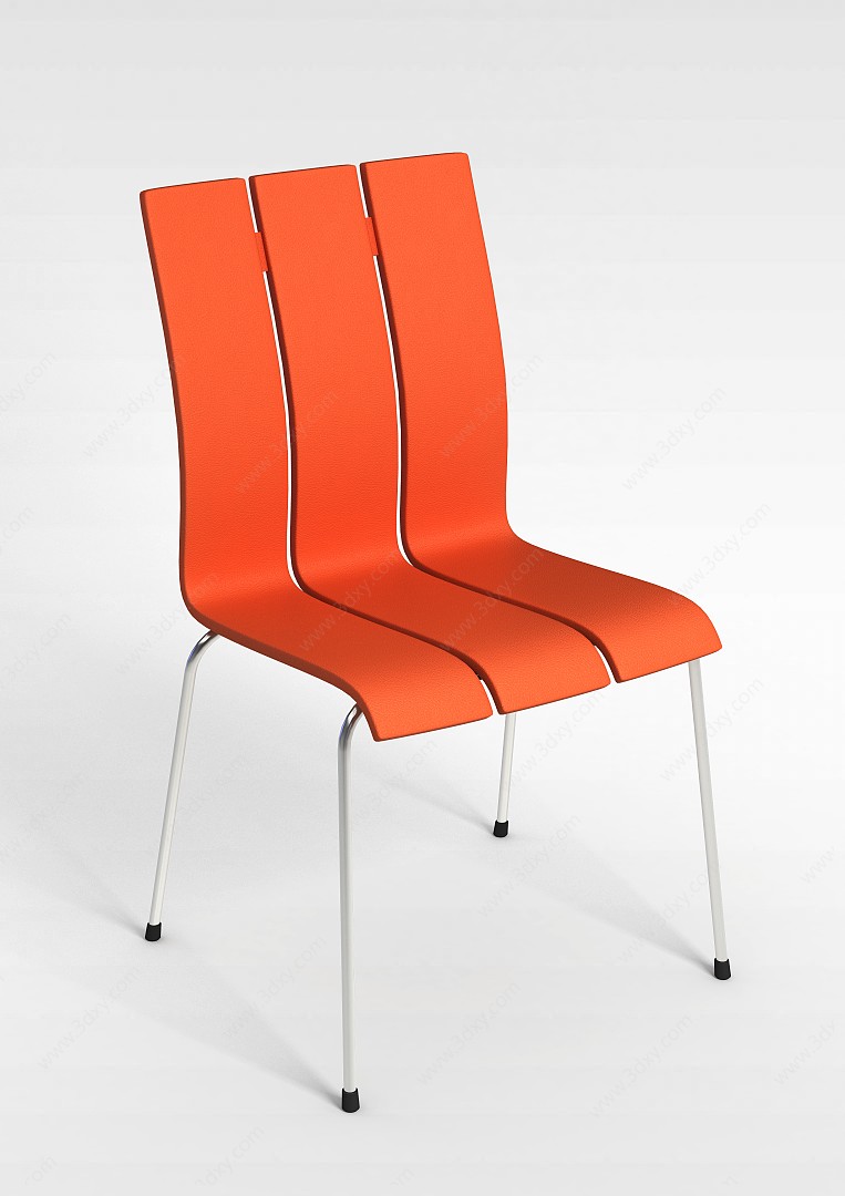 现代橙色靠背椅3D模型