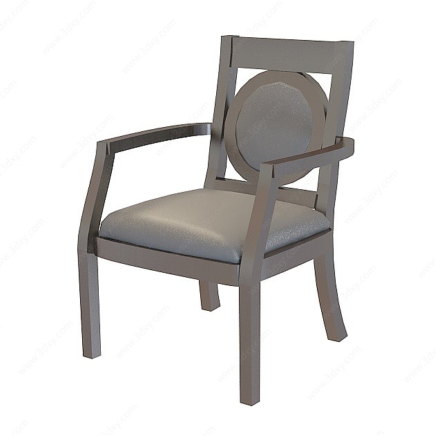 黑胡桃实木椅子3D模型