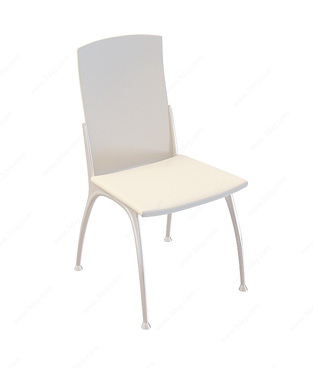现代不锈钢腿餐椅3D模型