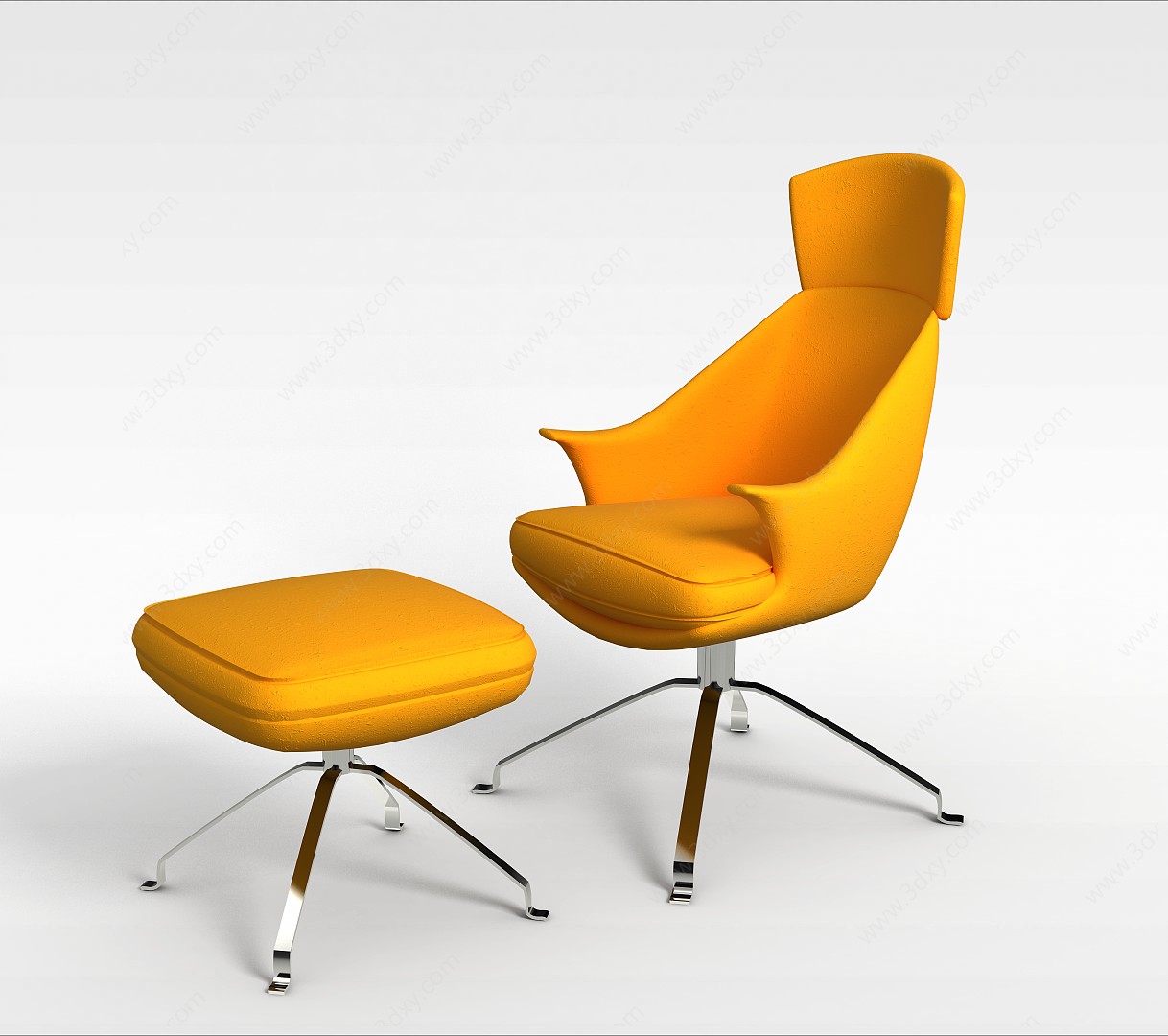 黄色沙发凳和沙发椅3D模型