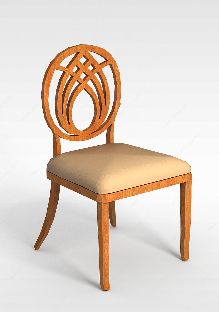 现代实木餐厅椅3D模型