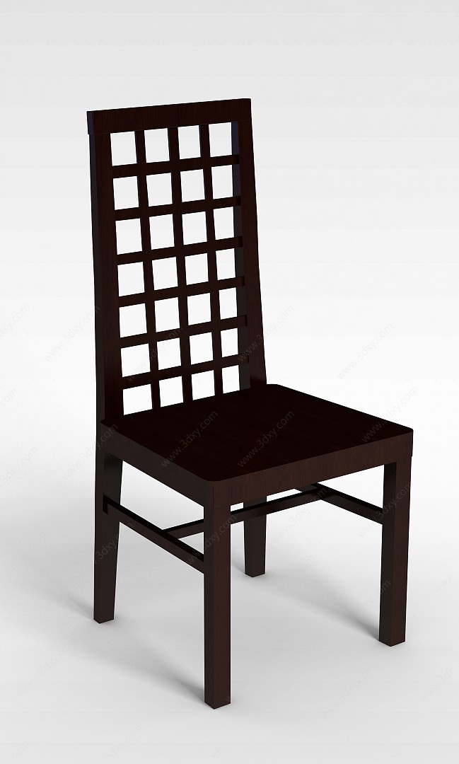 简易实木餐厅椅3D模型