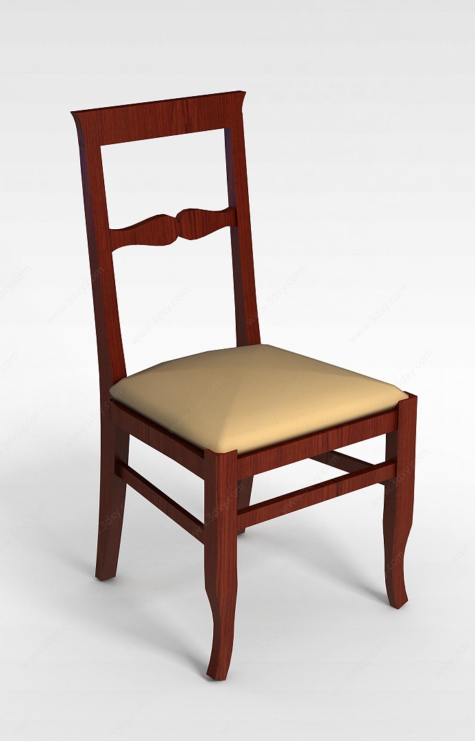 现代木质普通餐椅3D模型