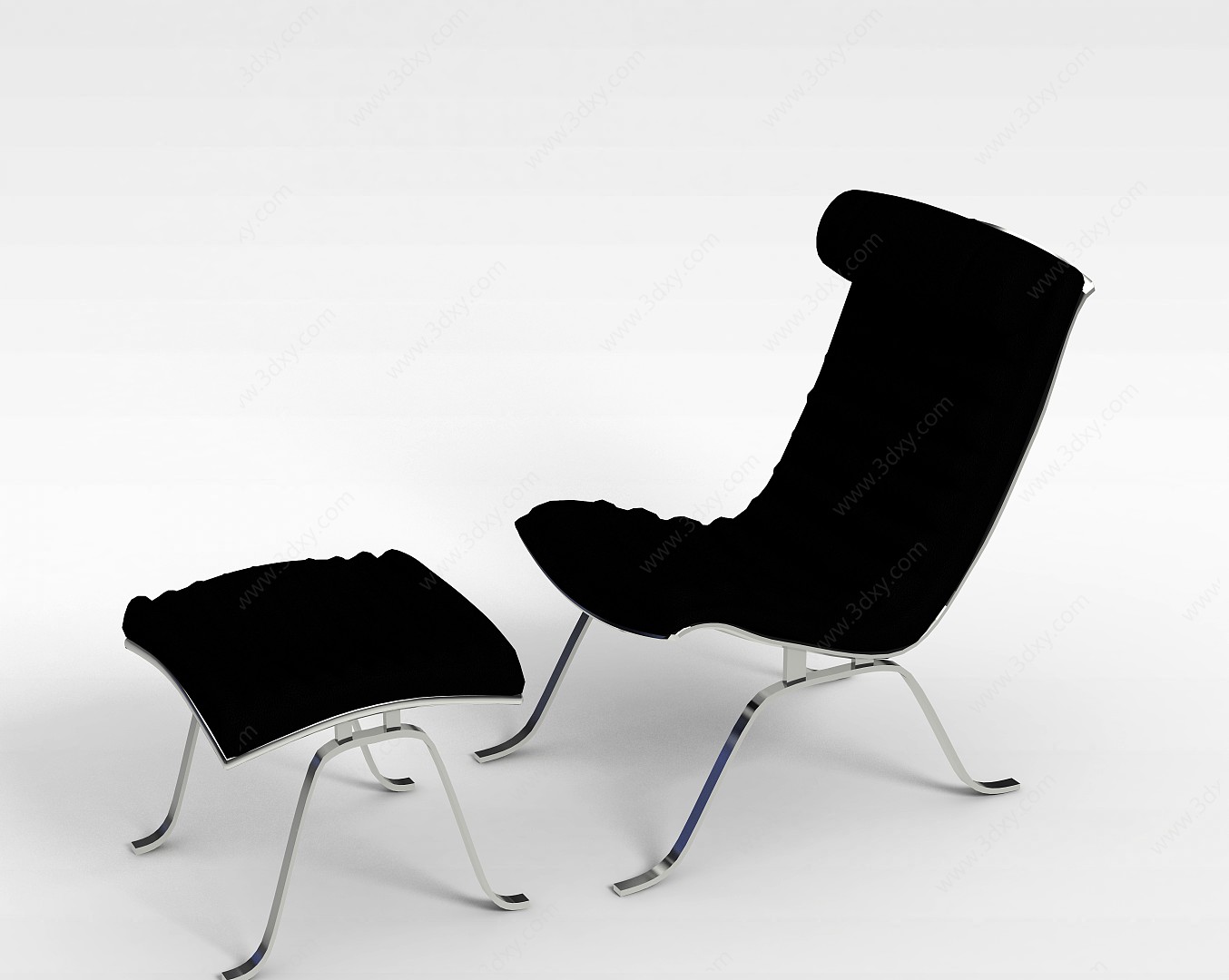 现代黑皮躺椅3D模型