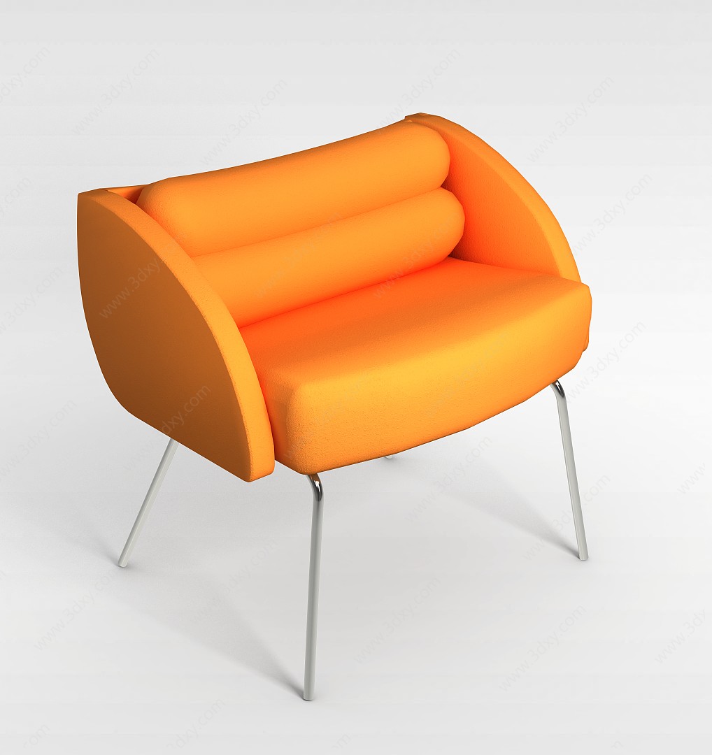 现代橘黄色休闲椅3D模型