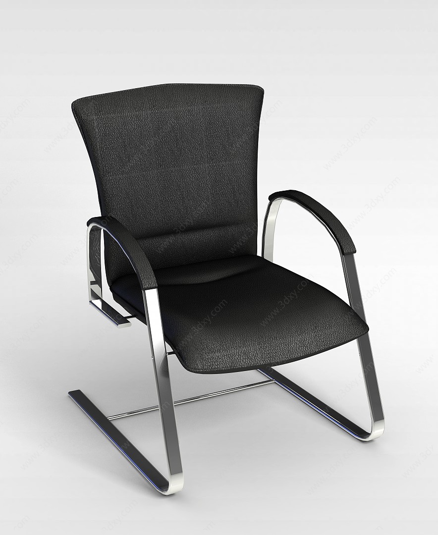 普通黑色皮质弓形椅3D模型