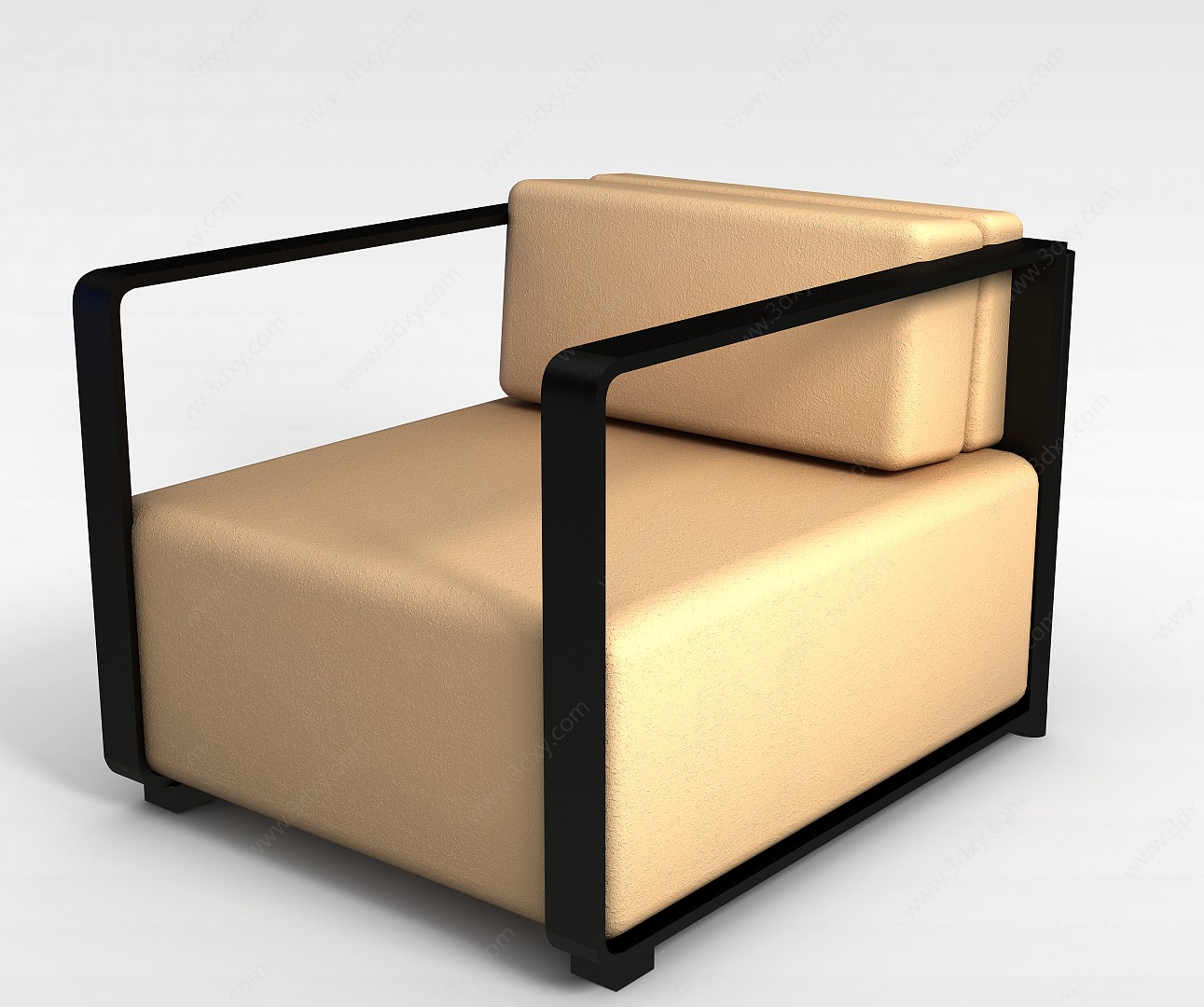 黄色皮质沙发椅3D模型