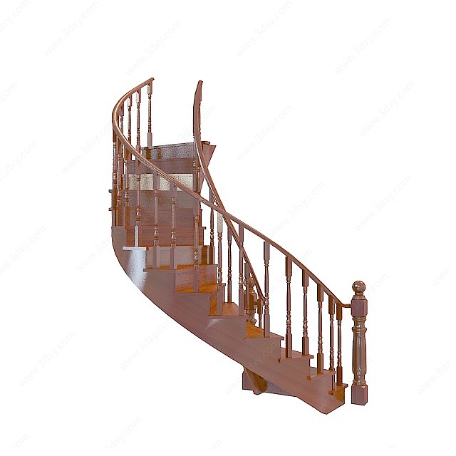 中式旋转楼梯3D模型