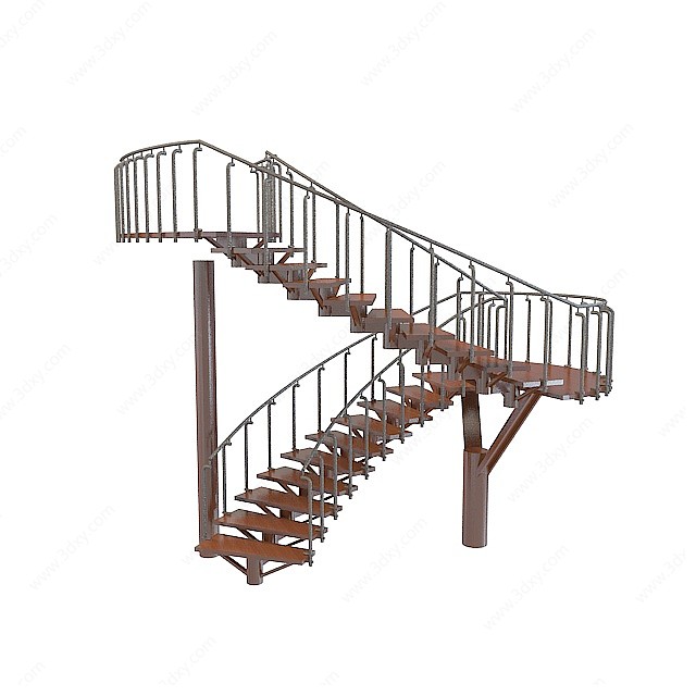 木头楼梯3D模型