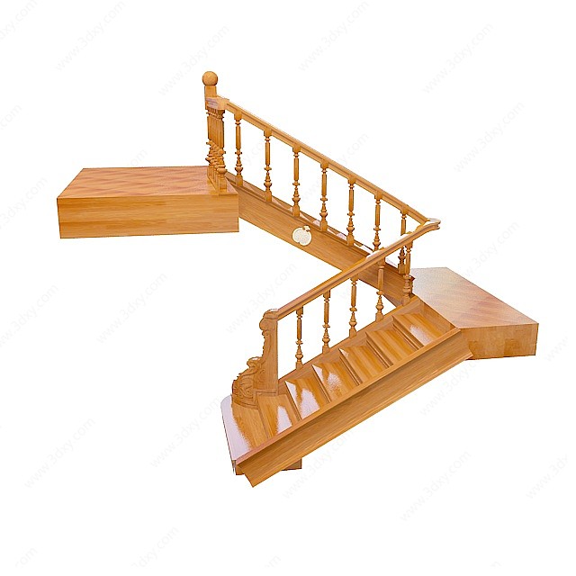 欧式实木楼梯3D模型