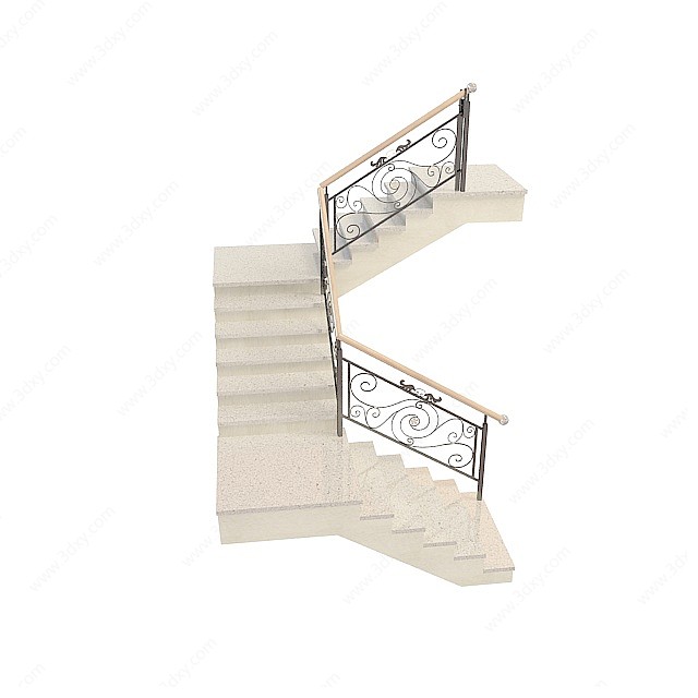 欧式白色楼梯3D模型