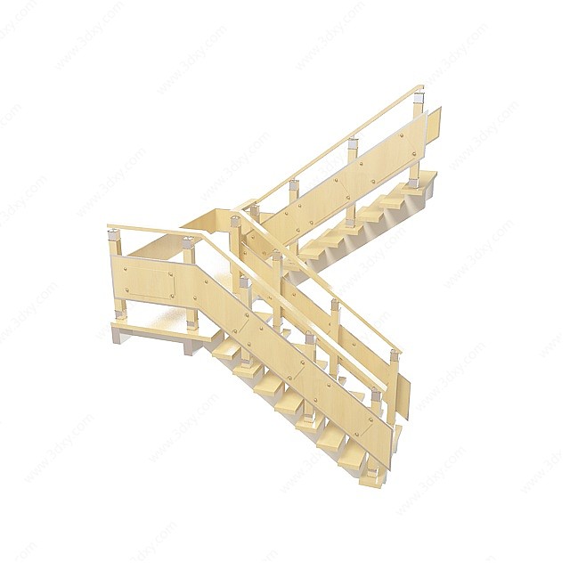 木质镂空楼梯3D模型