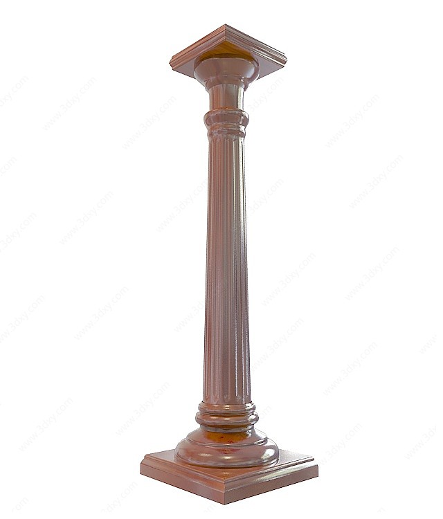 欧式木色柱子3D模型