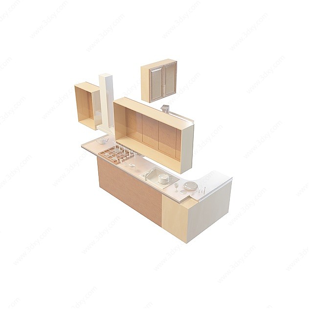 大理石台面橱柜3D模型