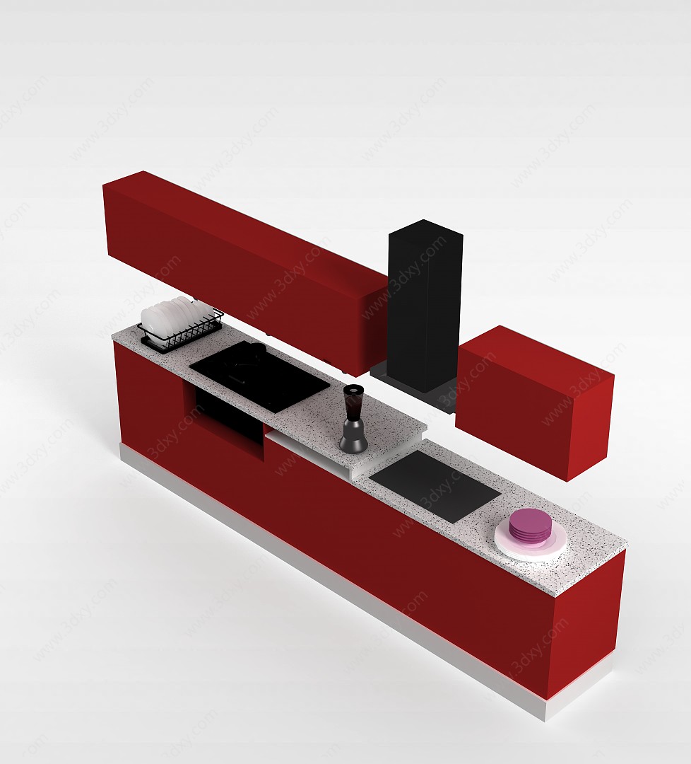 红色橱柜3D模型