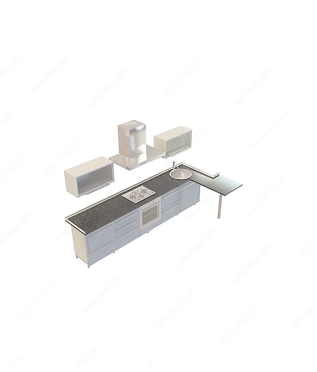 燃气灶橱柜组合3D模型