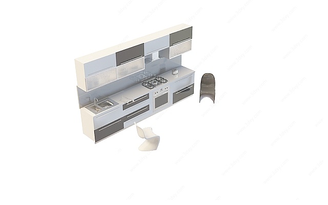 时尚厨房家具组合3D模型