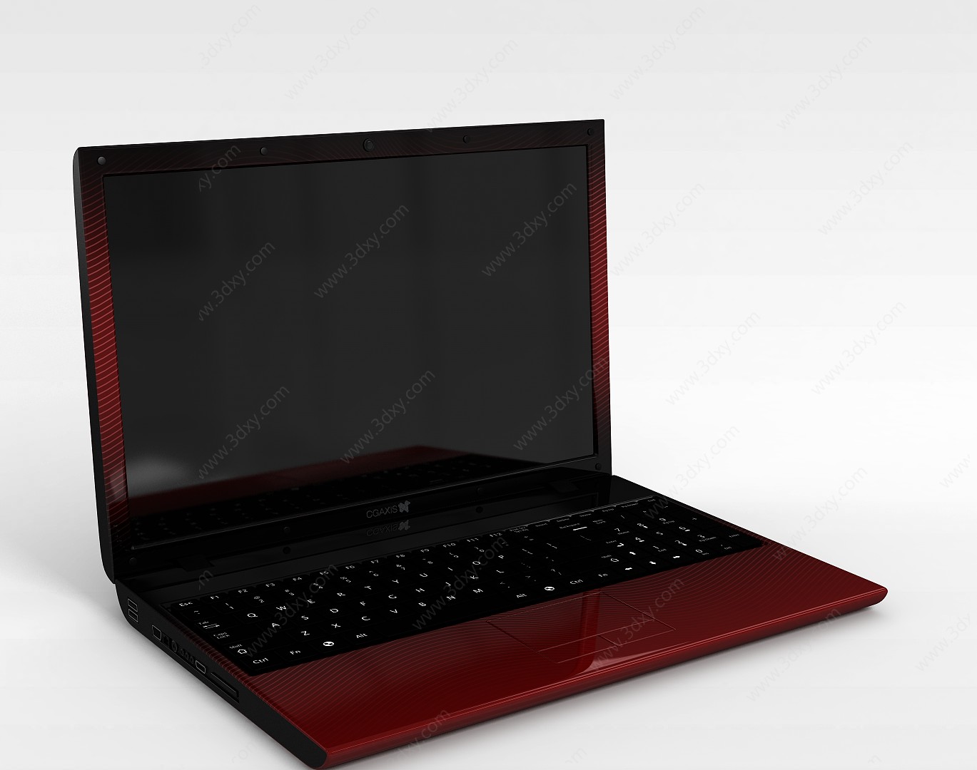 红色笔记本电脑3D模型