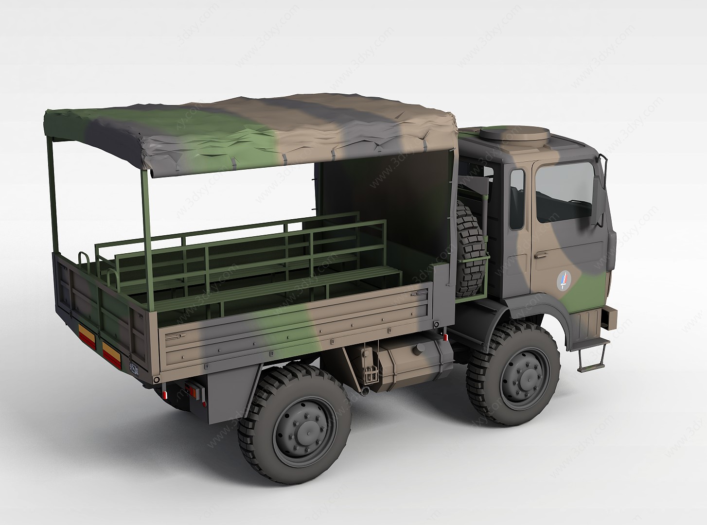 军用绿皮车3D模型