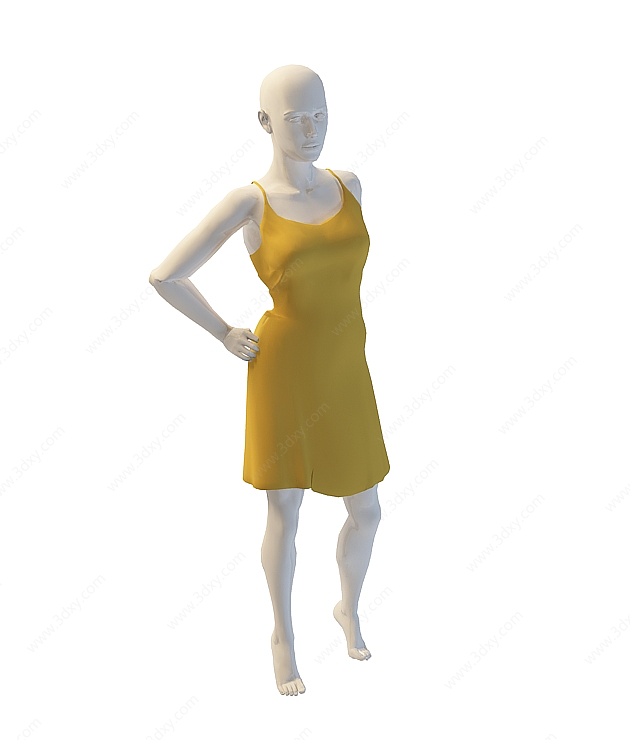 连衣裙女模特3D模型