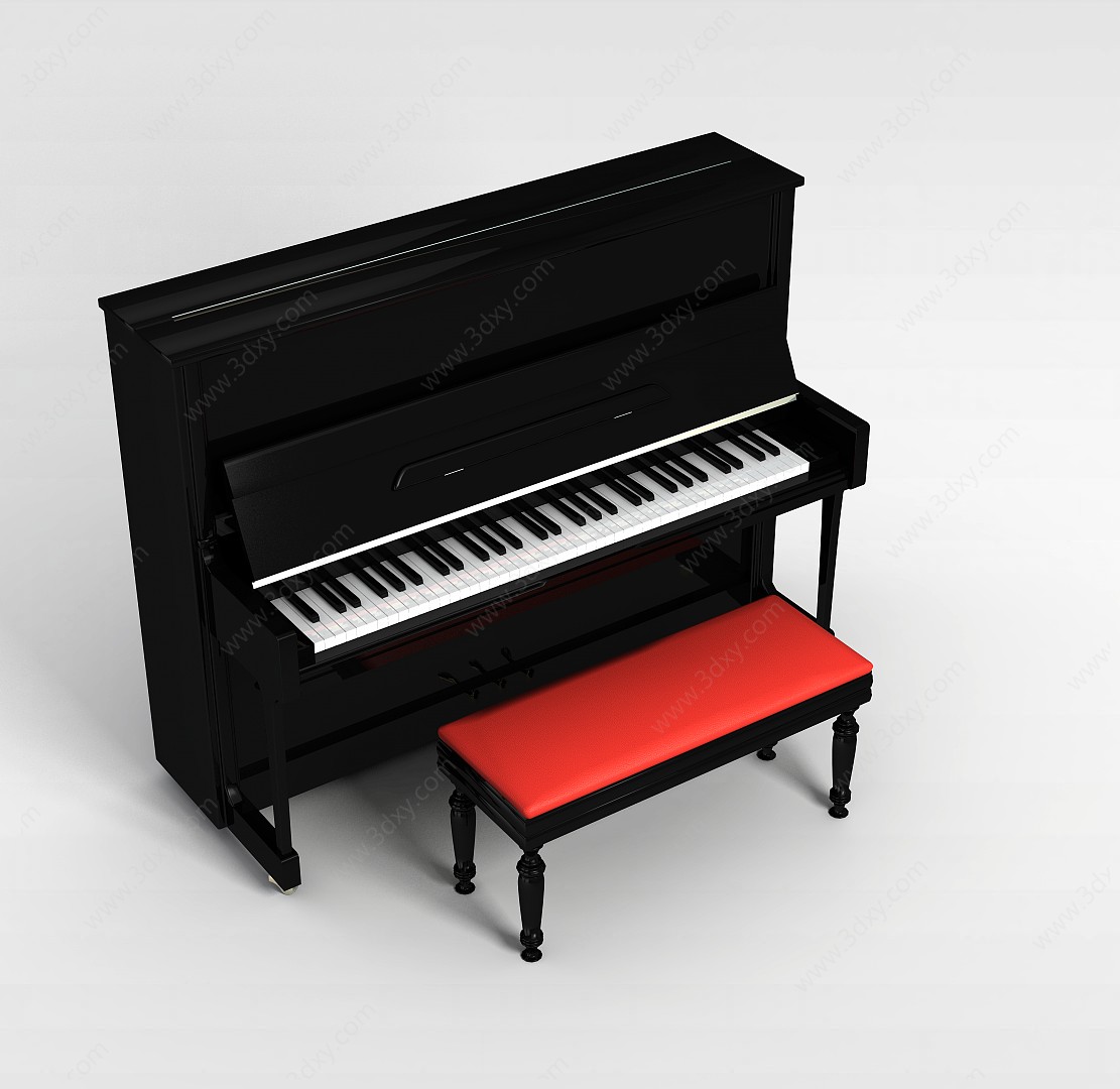 黑色钢琴3D模型