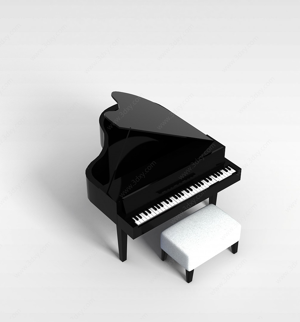 钢琴带凳子3D模型