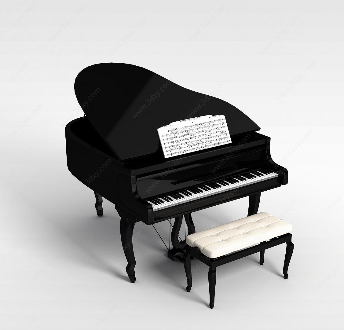 现代感钢琴3D模型