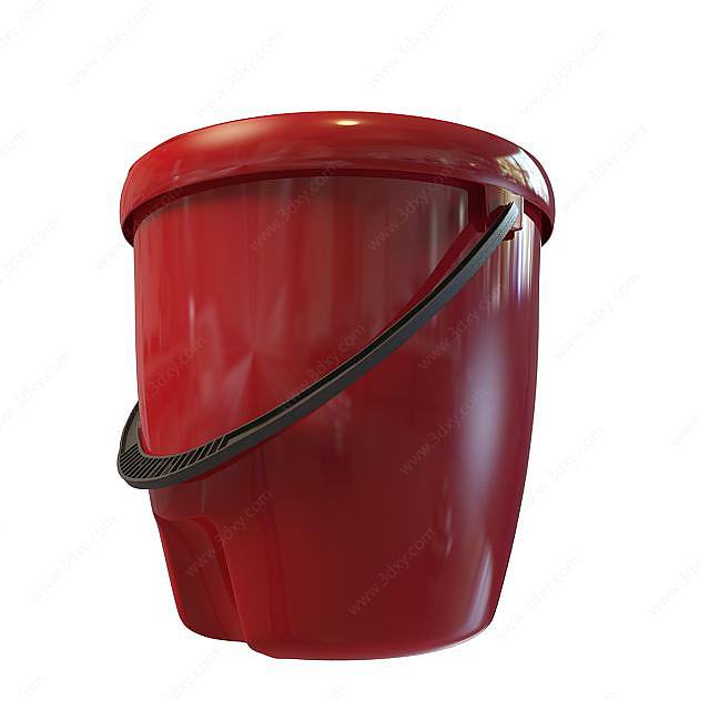 红色塑料桶3D模型