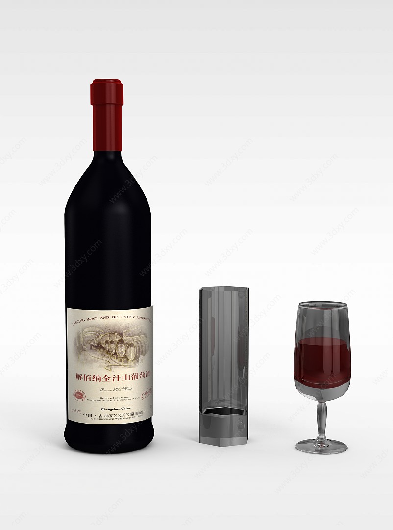 解百纳红酒3D模型