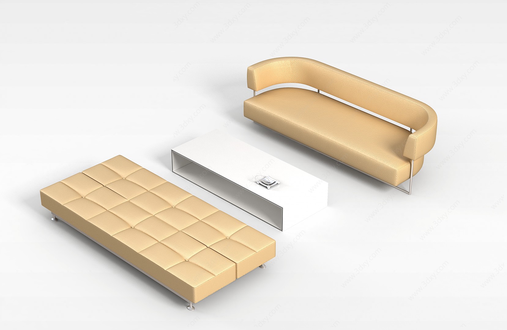 简易沙发茶几组合3D模型