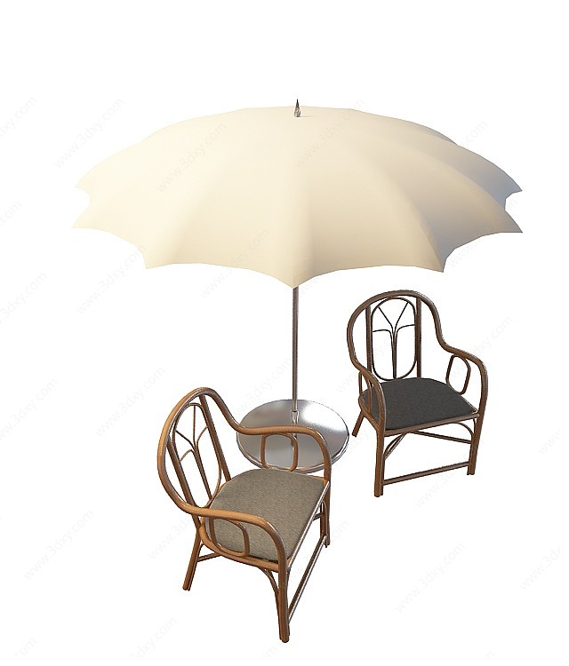 椅子太阳伞3D模型