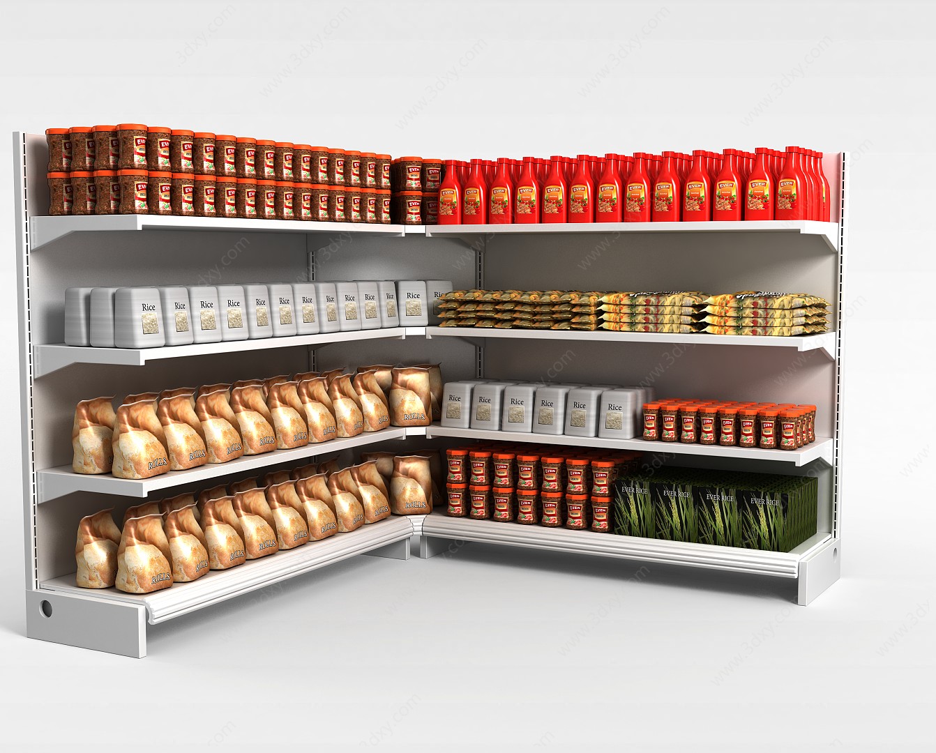 超市物品组合陈列架3D模型