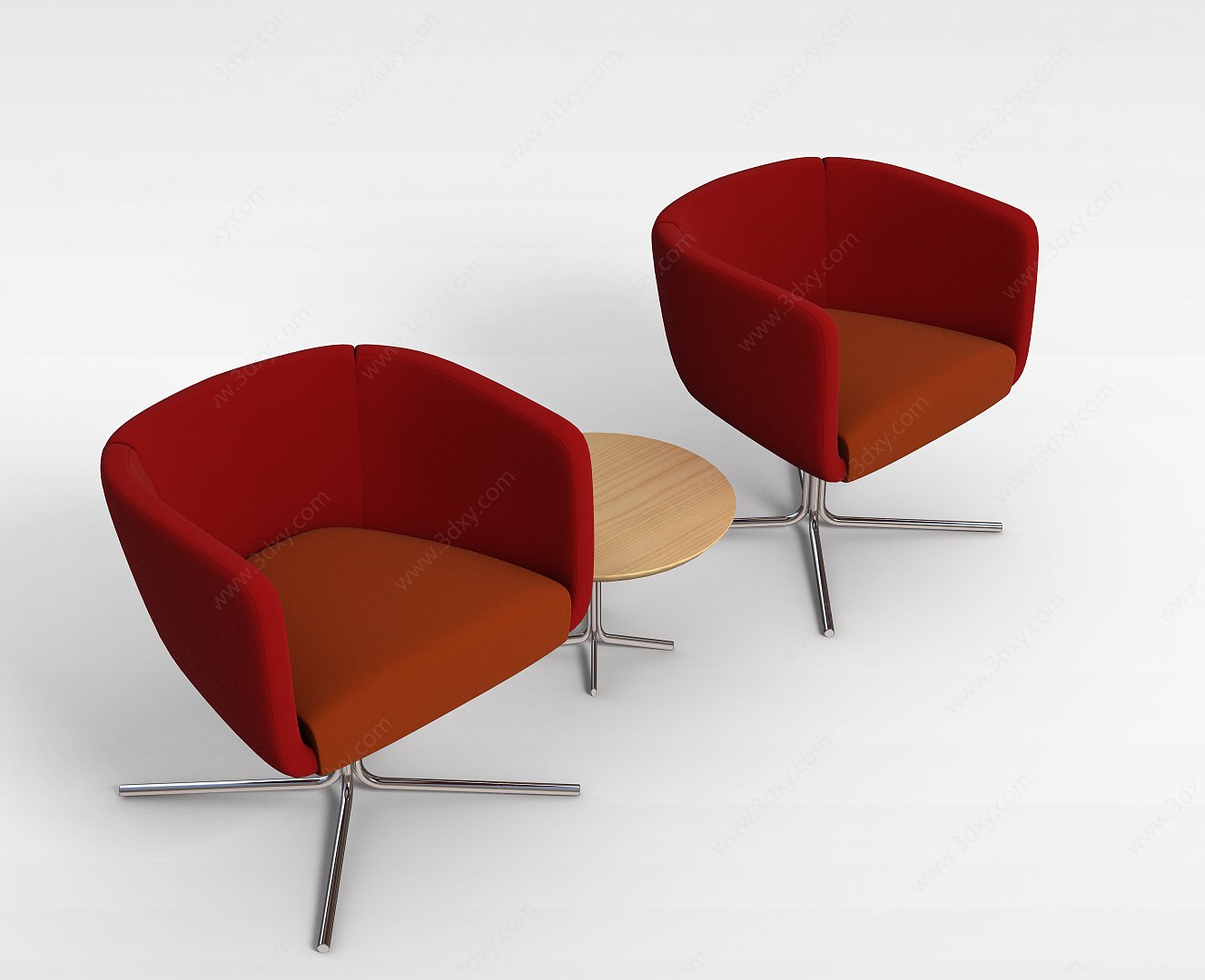 红色沙发茶几3D模型