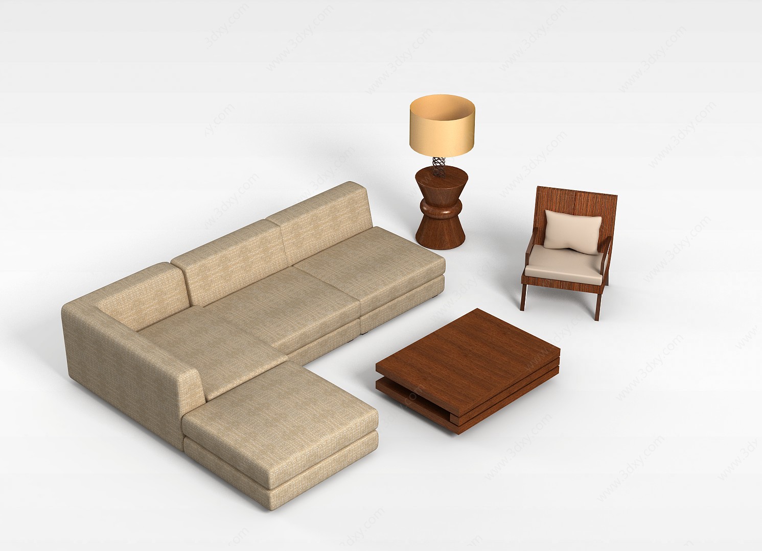 客厅沙发茶几3D模型