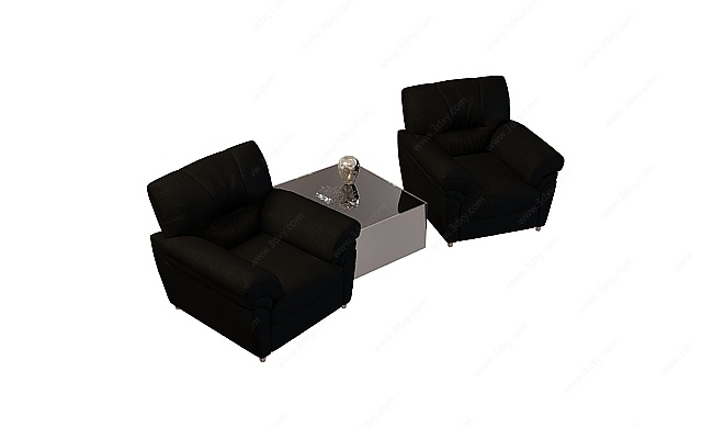 黑色沙发茶几3D模型