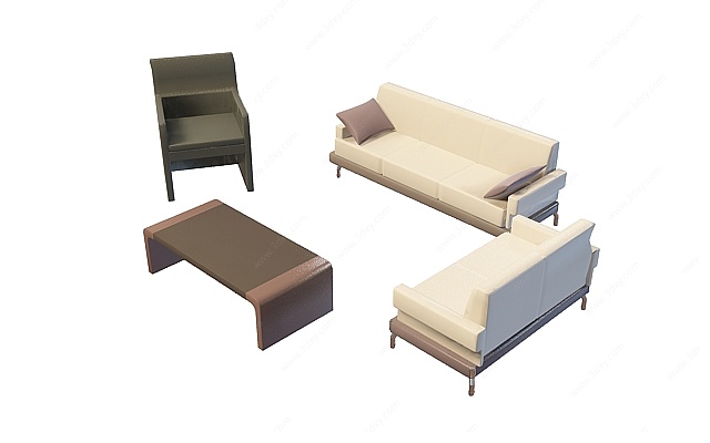 现代简约沙发组合3D模型