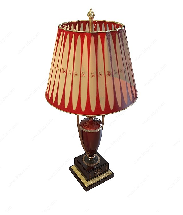 现代红色灯罩台灯3D模型