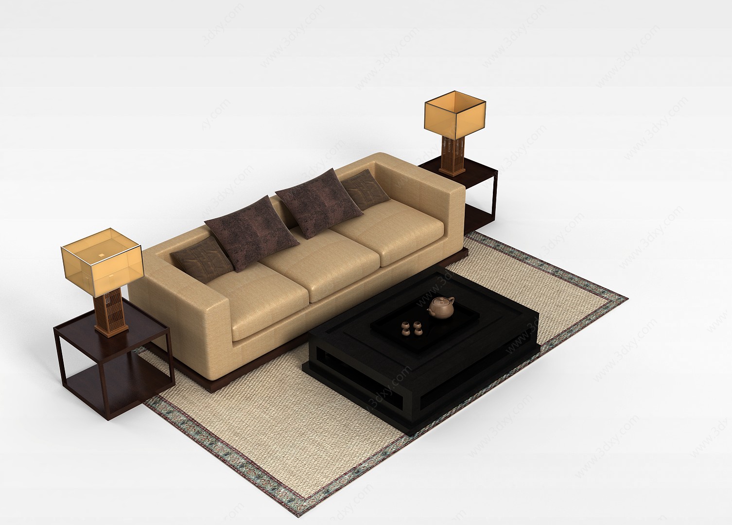 欧式客厅沙发茶几3D模型