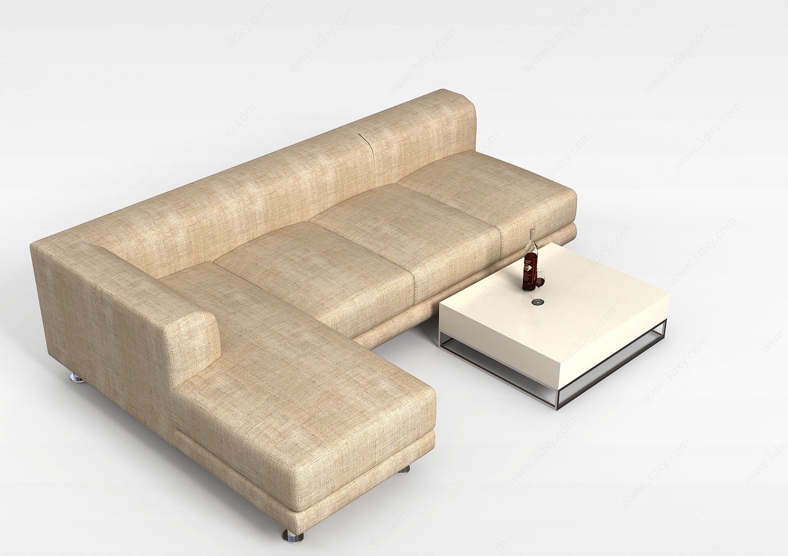 皮质沙发茶几3D模型