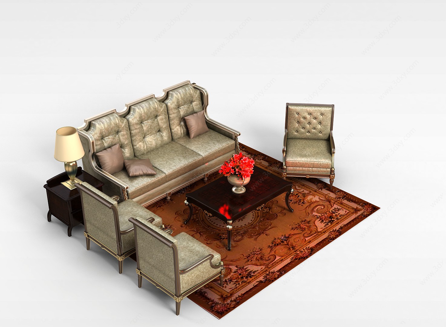 豪华欧式沙发茶几3D模型