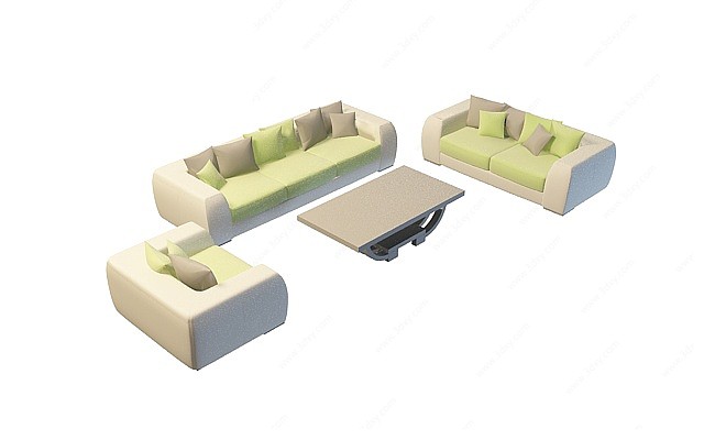 会议室沙发茶几组合3D模型