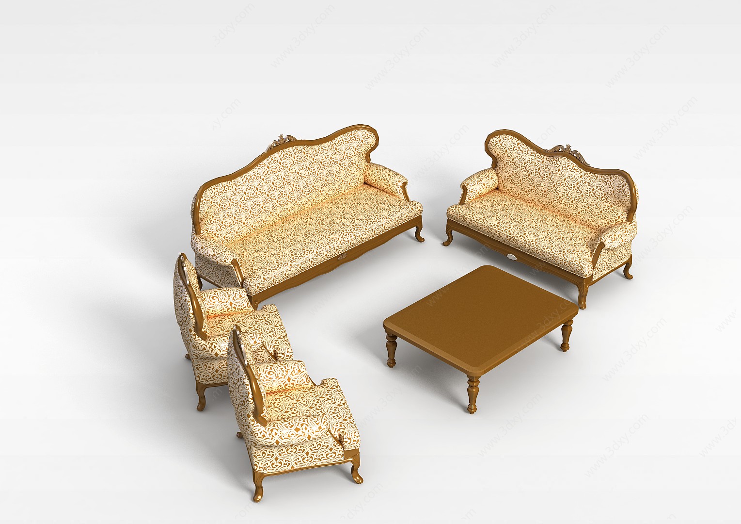 皇室沙发茶几组合3D模型