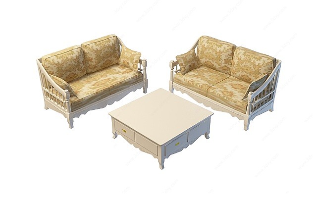 复古沙发组合3D模型