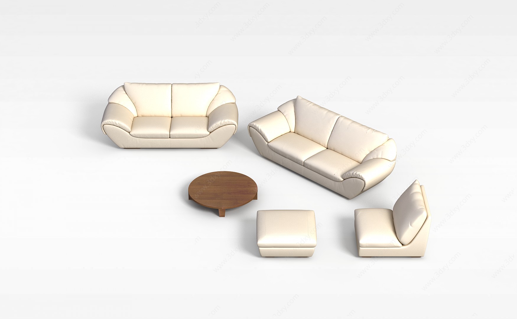 多人沙发茶几3D模型
