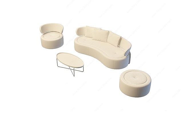 会议室时尚沙发茶几3D模型
