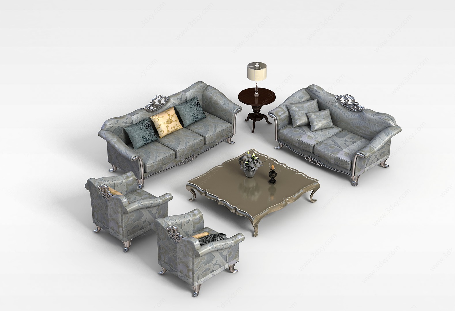 欧式沙发茶几组合3D模型